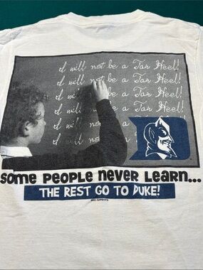 Vintage 2001 Duke University White Single Stitch T-Shirt , S , $40